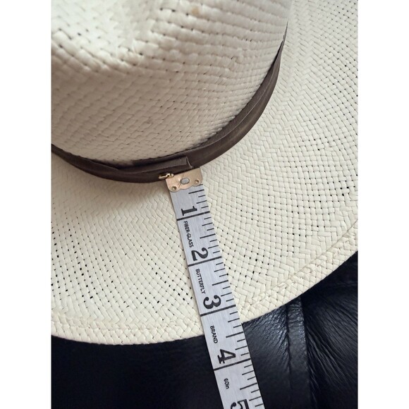 Janessa Leone Marcell Hat M Bleach White Straw Fedora Brown Suede Band USA Chic main image 11